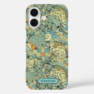 Botanische Linie nach hinten, Personalisiert Zeich iPhone 16 Hülle