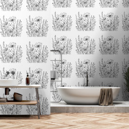 Botanische Linien Kunst-Wallpaper - Eleganter Mini Tapete