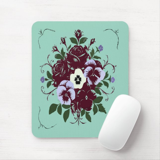 Botanische Mausmatte – Veilchenstrauß Mousepad (Mit Mouse)
