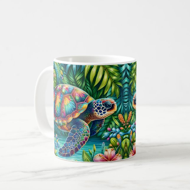 Botanische Meeresschildkröte Kaffeetasse (Vorderseite Links)