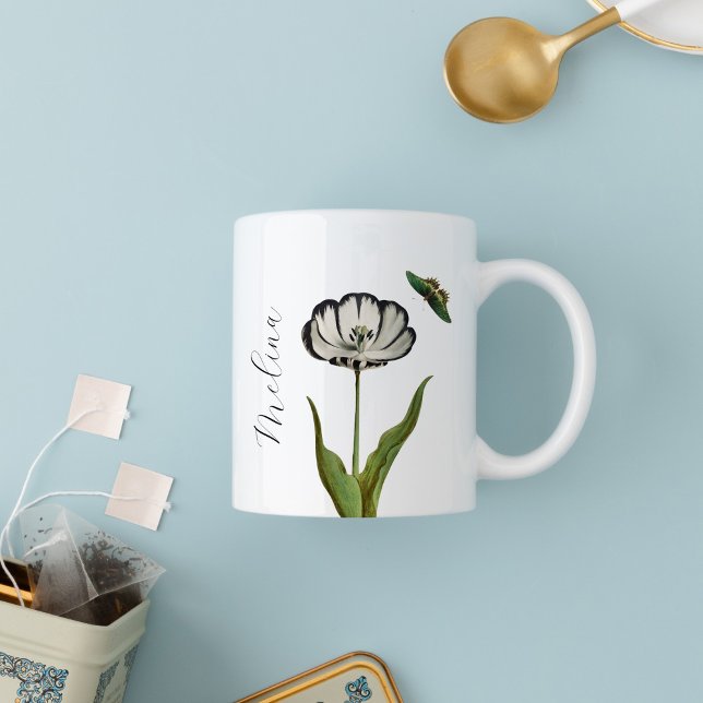 Botanische Minimalblume Zweifarbige Tasse (Von Creator hochgeladen)