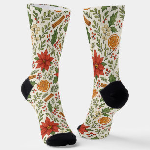 Botanische Mistelzweig-Klassiker-Blumen-Kunstmuste Socken