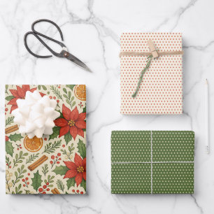 Botanische Mistelzweig-Klassiker-Blumenkunst-Muste Geschenkpapier Set