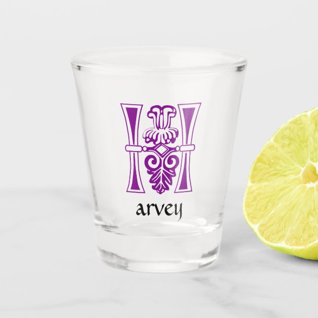 Botanische mittelalterliche Dekorative Hauptstadt  Schnapsglas (Vorderseite)