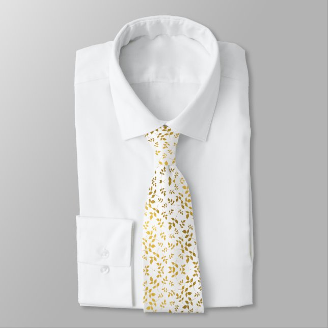 Botanische Moderne einfache Gold Leaf Krawatte (Gebunden)