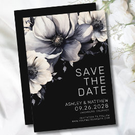 Botanische Moderne Hochzeit der Schwarzen Flora Save The Date
