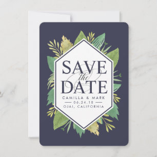 Botanische moderne Save the Date-Karte mit Foto-Rü Date