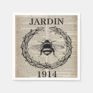 botanische moderne Vintage Biene des französische Serviette