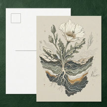 Botanische Mohnblumen Cottagecore-Kunst
