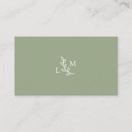 Botanische Monogram Laurel Green Business Card Visitenkarte