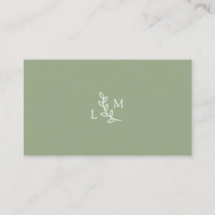 Botanische Monogram Laurel Green Business Card Visitenkarte