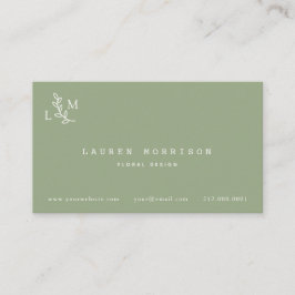 Botanische Monogram Laurel Green Business Card Visitenkarte