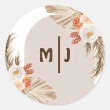 Botanische Monogramm Boho Pampas Grass Wedding