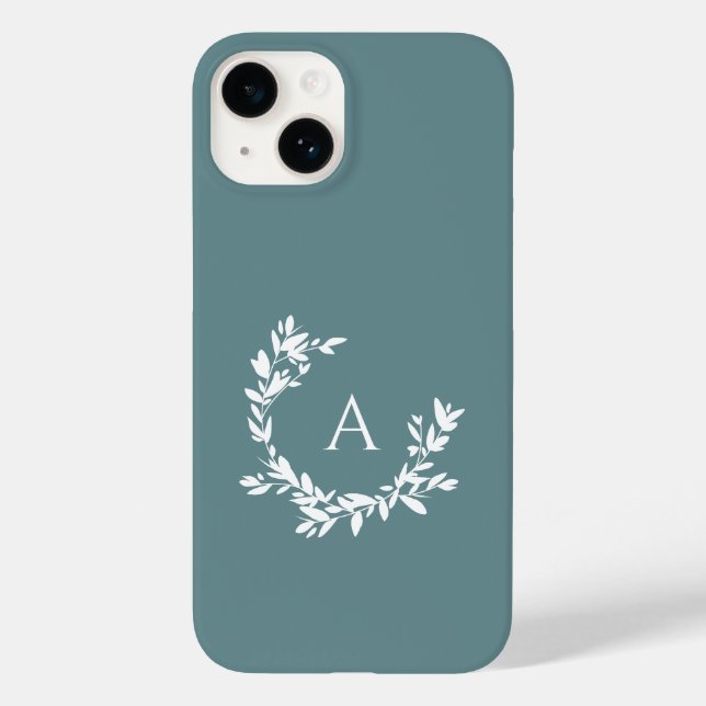 Botanische Monogramm erste Aquamarine Türkis Case-Mate iPhone Hülle (Rückseite)