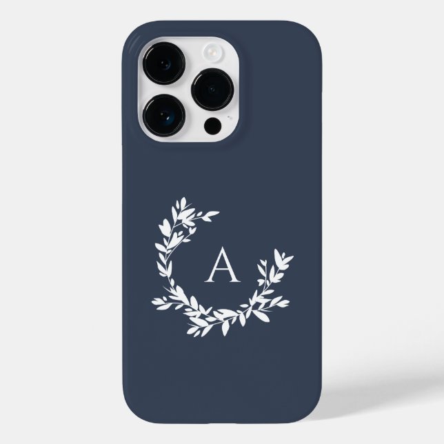 Botanische Monogramm erste Navy Blue Case-Mate iPhone Hülle (Rückseite)