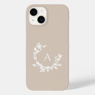 Botanische Monogramm erste neutrale Beige Tan Taup Case-Mate iPhone 14 Hülle