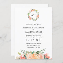 Botanische Monogramm-Hochzeit der Sommerfloralpfir Einladung