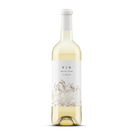 Botanische Monogramm-Hochzeit des eleganten White- Weinetikett