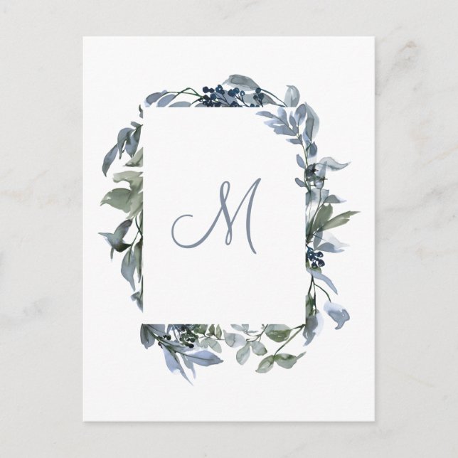 Botanische Monogramm Hochzeit Einladende Postkarte (Vorderseite)