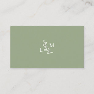 Botanische Monogramm-Lorbeer-Grün-Visitenkarte Visitenkarte