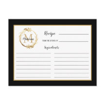 Botanische Monogramm-Rezept-Karte aus schwarzem Go