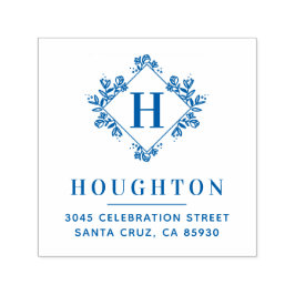 Botanische Monogramm-Rücksendeadresse Permastempel