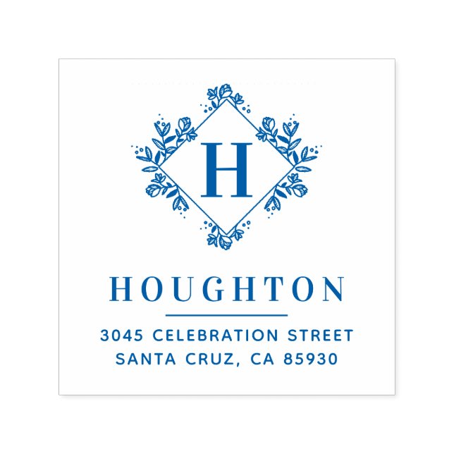 Botanische Monogramm-Rücksendeadresse Permastempel (Design)