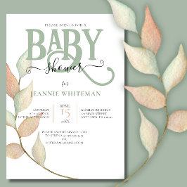 Botanische Moss- & PfirsichbABY-DUSCHE Einladung