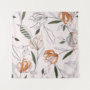 Botanische Motive, abgeschieden, Blume nahtlos. Wandteppich