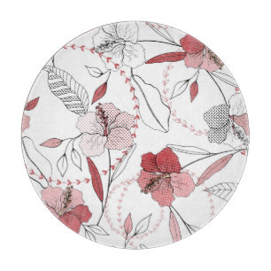 Botanische Motive: Isolierte Blumen Vintage Schneidebrett