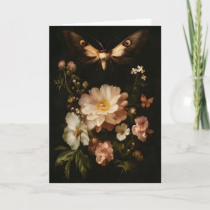Botanische Motte Dunkle Florale Kunst Antike Schme Karte