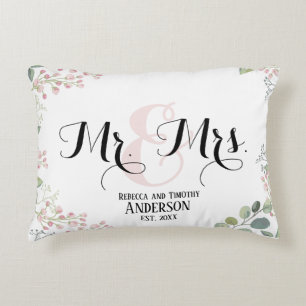 Botanische Mr Mrs personalisierte Hochzeit Neuverm Dekokissen