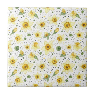 Botanische Narzisse Florales Geometrisches Muster Fliese