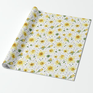Botanische Narzisse Florales Geometrisches Muster Geschenkpapier