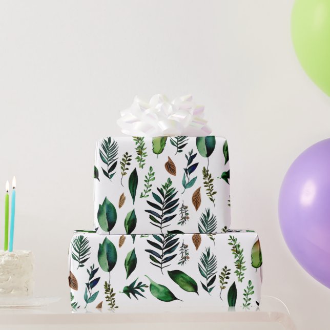 Botanische Natur in Grünblättern Geschenkpapier (Partygeschenke)