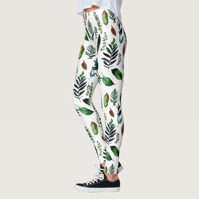 Botanische Natur in Grünblättern Leggings (Links)