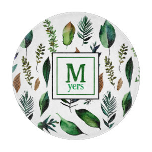 Botanische Natur in Grünblättern Personalisiert Schneidebrett