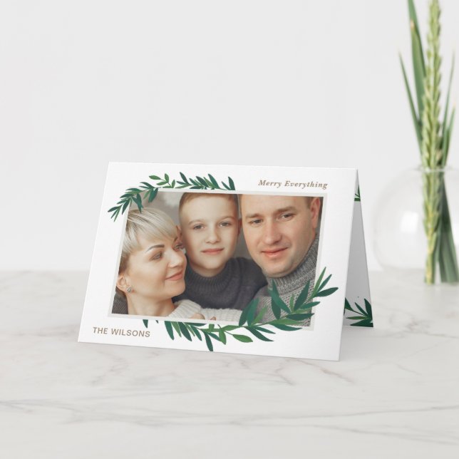 Botanische Naturweine Gold-Foto-Urlaubskarte Feiertagskarte (Vorderseite)