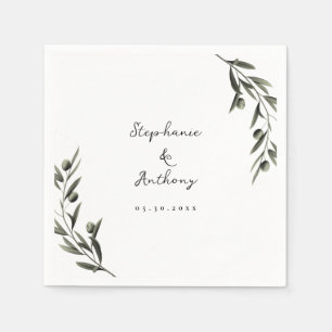 Botanische Olive Branch Blätter Italienische Hochz Serviette