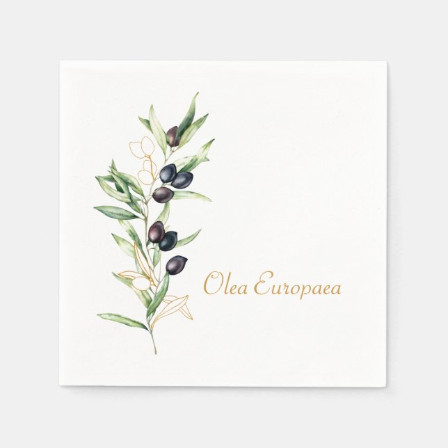 Botanische Olive Serviette (Vorderseite)