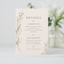 Botanische Olivenzweig-Hochzeit-Beilagekarte