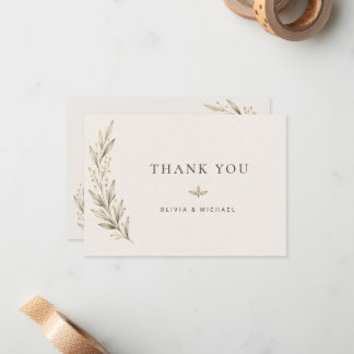 Botanische Olivenzweig-Hochzeit Danke Karte 