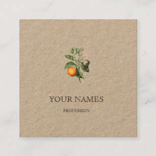 BOTANISCHE "ORANGE BLOSSOM" REDOUTÉ BUSINESS CARD QUADRATISCHE VISITENKARTE