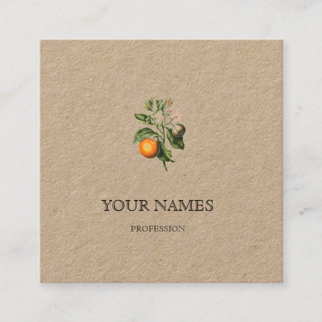 BOTANISCHE "ORANGE BLOSSOM" REDOUTÉ BUSINESS CARD QUADRATISCHE VISITENKARTE (Vorderseite)