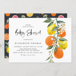 Botanische Orange- und Lemon Garland Babydusche Einladung