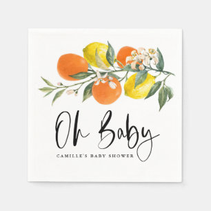 Botanische Orange und Zitrone Sommer-Baby-Party Serviette