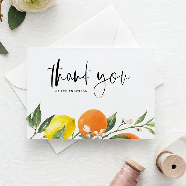 Botanische Orangen und Zitronen Abschluss Vielen D Postkarte (Botanical Oranges and Lemons Graduation Thank You Postcard)