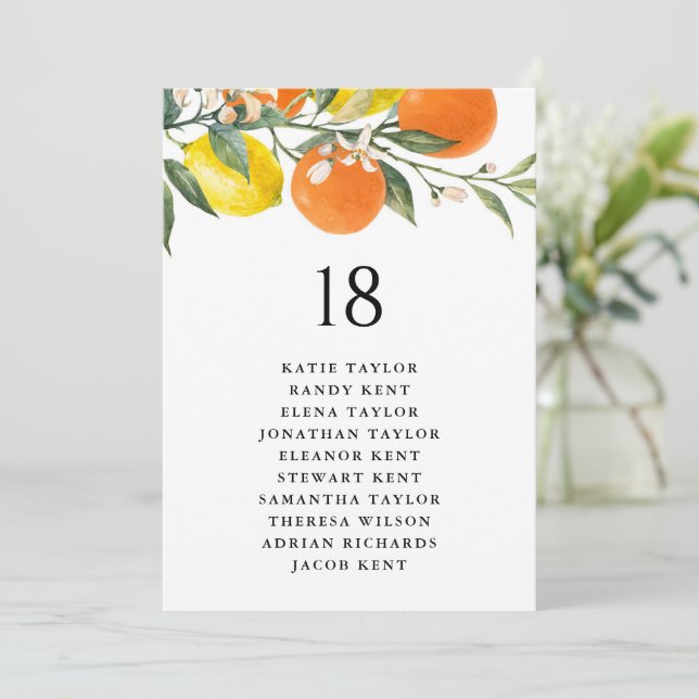 Botanische Orangen und Zitronen Hochzeitstisch (Stehend Vorderseite)
