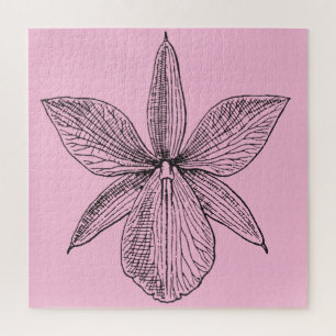Botanische Orchidee Blassrosa Blume Blütenkalk Puzzle