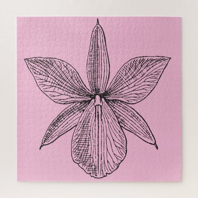 Botanische Orchidee Blassrosa Blume Blütenkalk Puzzle (Vertikal)